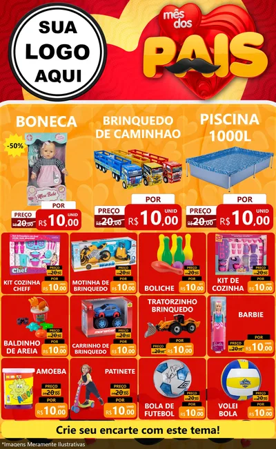Modelo de Encarte para Encarte Grande com o tema Mês Dos Pais para Brinquedos