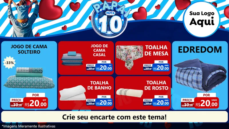 Modelo de TV para TV Horizontal com o tema Papai Nota 10 para Cama, Mesa e Banho