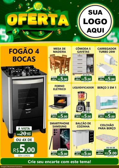 Modelo de Encarte para Encarte A4 Vertical com o tema Oferta para Móveis e Eletro