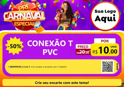 Modelo de Cartaz para Cartaz A4 Horizontal com o tema Pré-Carnaval Especial para Tubos e conexões