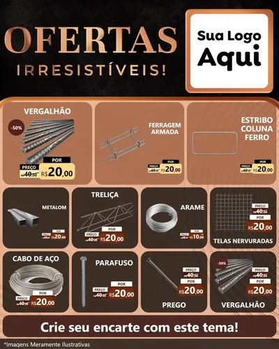 Modelo de Rede Social para Feed Instagram com o tema Ofertas Irresistíveis! para Ferragens