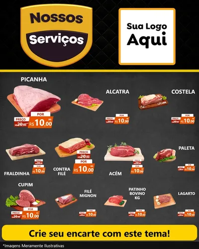 Modelo de Rede Social para Feed Instagram com o tema Nossos Serviços para Açougue