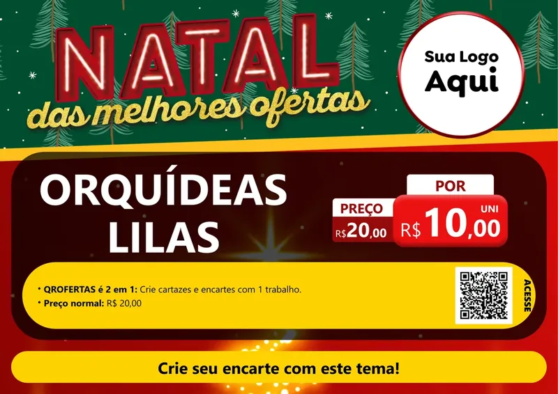 Modelo de Cartaz para Cartaz A4 Horizontal com o tema Natal das Melhores Ofertas para Floricultura e jardim