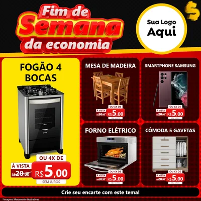 Modelo de Rede Social para Feed Facebook com o tema Fim de Semana da Economia para Móveis e Eletro