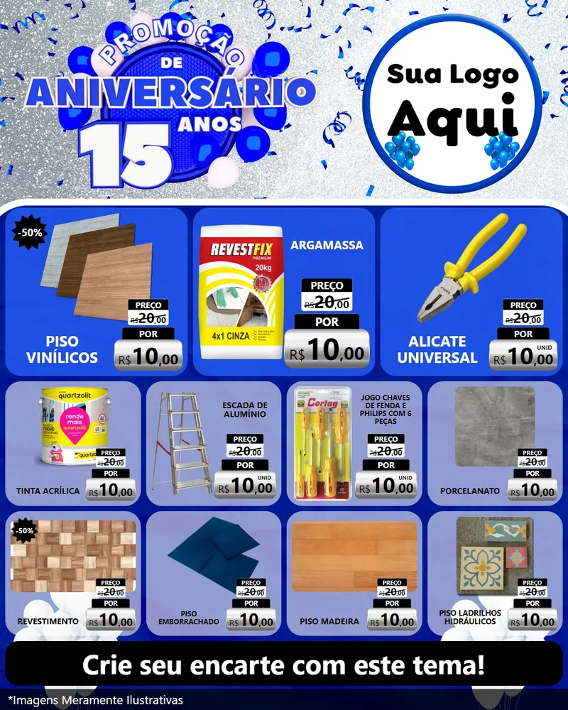 Modelo de Rede Social para Feed Instagram com o tema Promoção de Aniversário - 15 Anos para Material para Construção