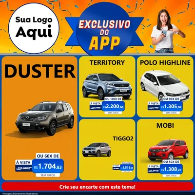 Modelo de Rede Social para Feed Facebook com o tema Exclusivo do Aplicativo para Concessionaria de Carros