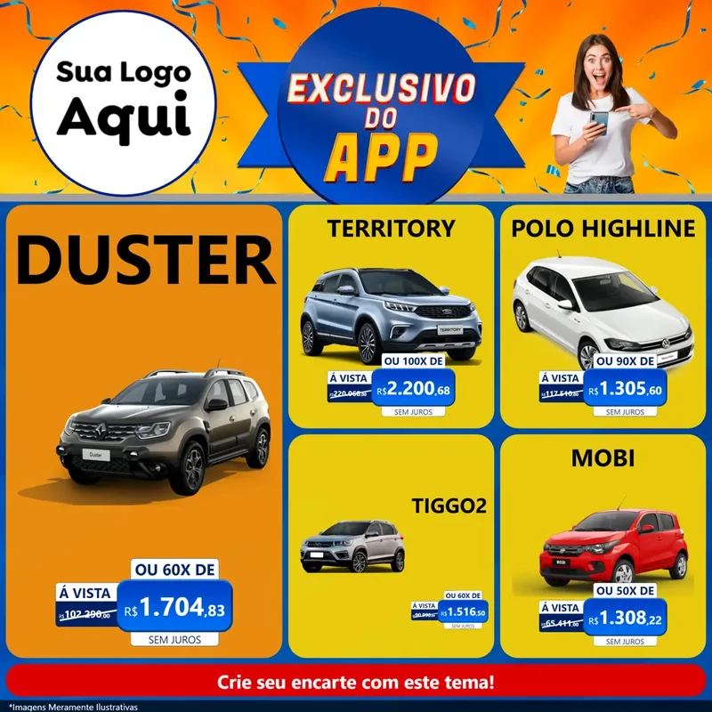 Modelo de Rede Social para Feed Facebook com o tema Exclusivo do Aplicativo para Concessionaria de Carros