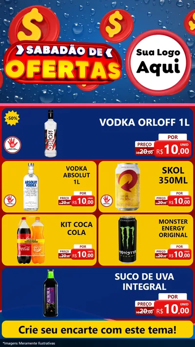 Modelo de TV para TV Vertical com o tema Sabadão de Ofertas para Distribuidora de bebidas
