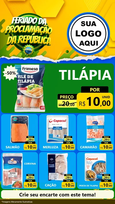 Modelo de Rede Social para Stories com o tema Feriado da Proclamação da República para Peixaria