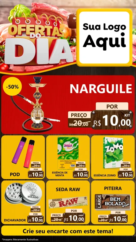Modelo de Rede Social para Stories com o tema Ofertas do Dia para Tabacaria