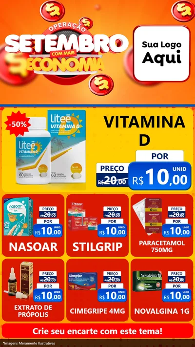 Modelo de Rede Social para Stories com o tema Operação Setembro Com Muita Economia para Farmácia