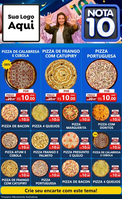 Modelo de Encarte para Encarte Grande com o tema Nota 10 para Pizzaria