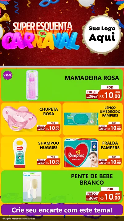 Modelo de TV para TV Vertical com o tema Super Esquenta de Carnaval para Bebês