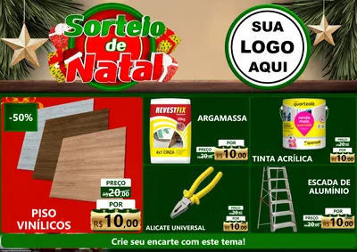Modelo de Encarte para Encarte A4 Horizontal com o tema Sorteio de Natal para Material para Construção