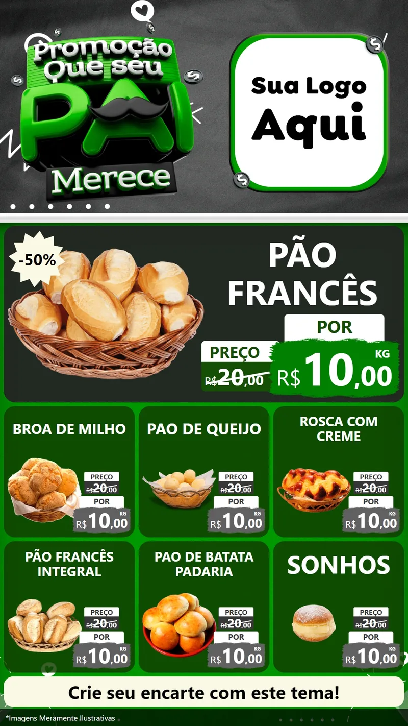 Modelo de Rede Social para Stories com o tema Promoção Que seu Pai Merece para Padaria