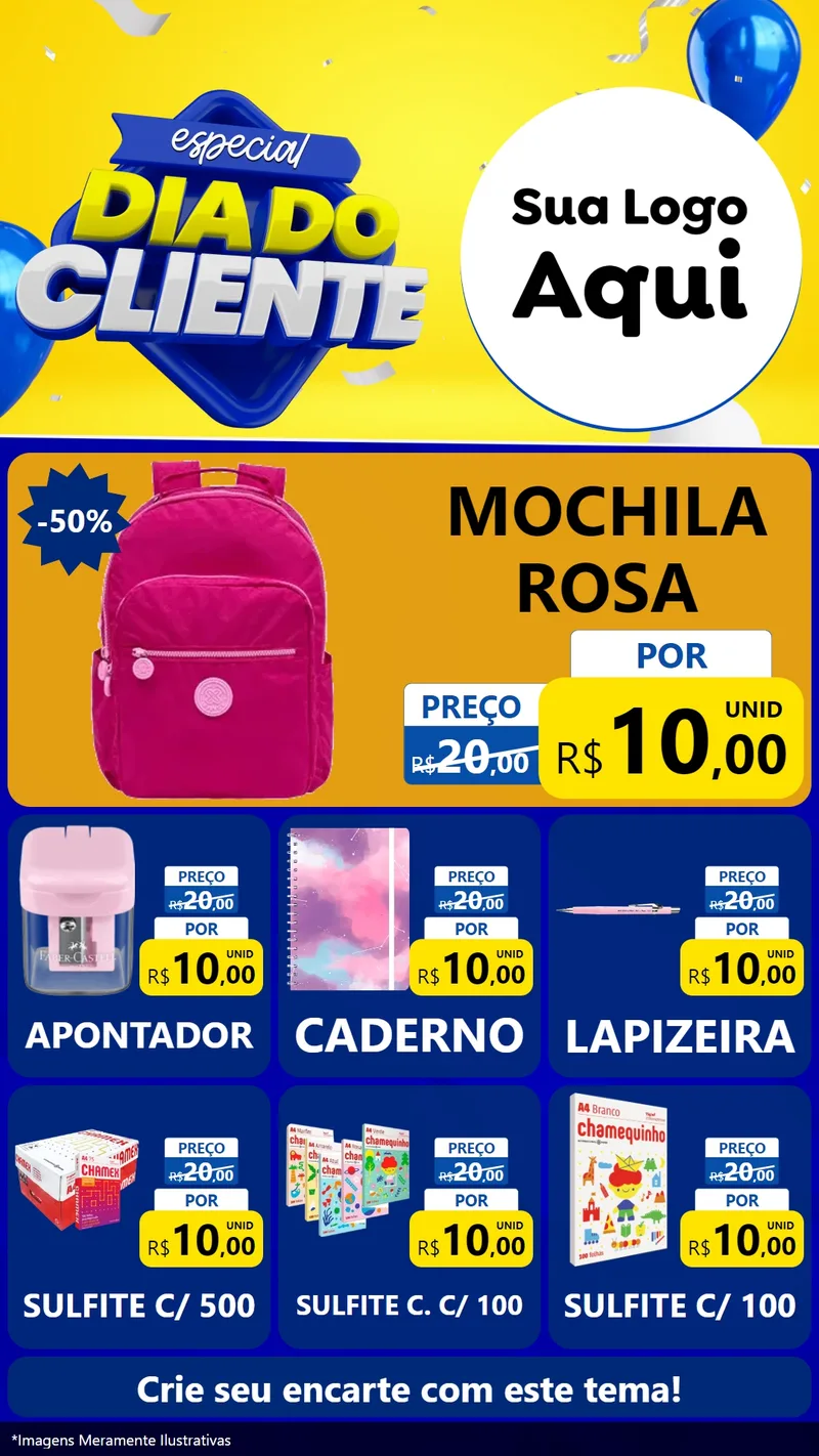 Modelo de Rede Social para Stories com o tema Especial Dia do Cliente para Papelaria