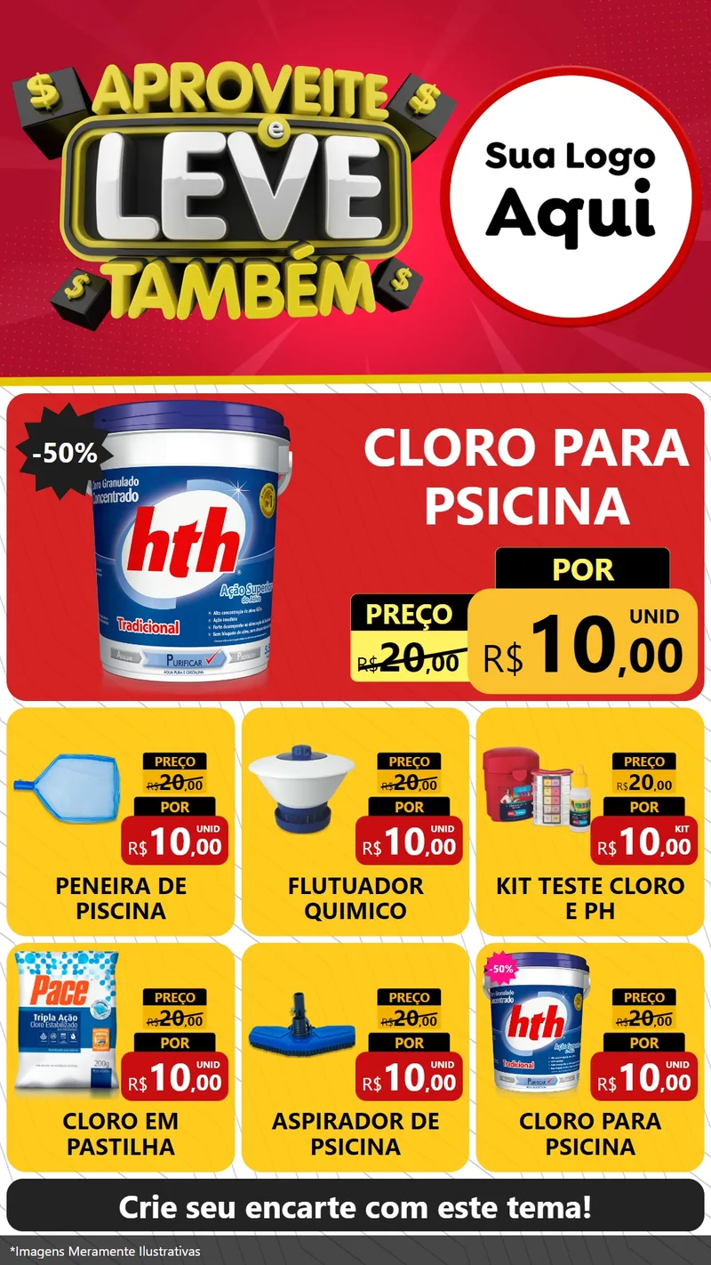 Modelo de Rede Social para Stories com o tema Aproveite e Leve Também para Produtos para Piscina