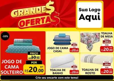 Modelo de Encarte para Encarte A4 Horizontal com o tema Grandes Ofertas para Cama, Mesa e Banho