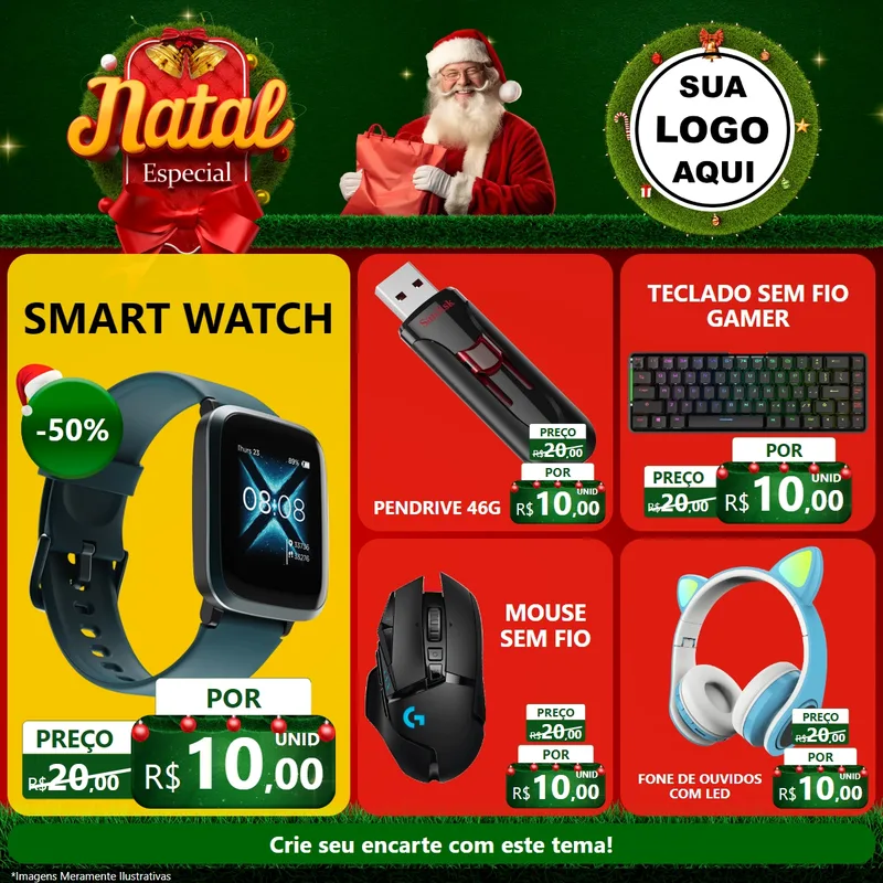 Modelo de Rede Social para Feed Facebook com o tema Natal Especial para Informática