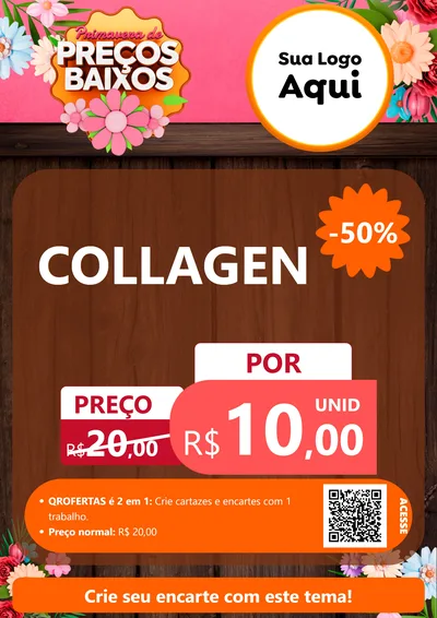 Modelo de Cartaz para Cartaz A4 Vertical com o tema Primavera de Preços Baixos para Suplementos alimentares