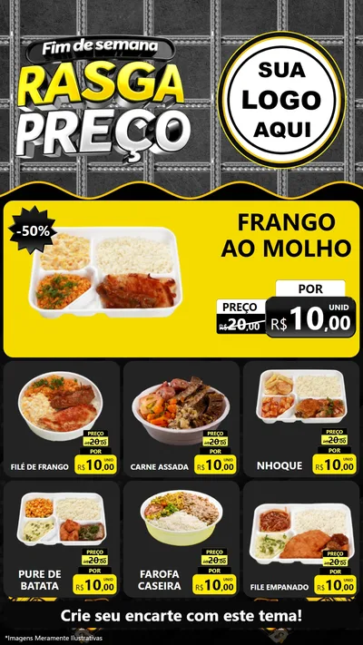 Modelo de Rede Social para Stories com o tema Fim de Semana Rasga Preço para Restaurante