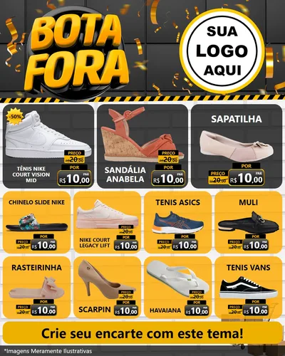 Modelo de Rede Social para Feed Instagram com o tema Bota Fora para Calçados