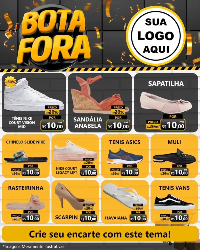 Modelo de Rede Social para Feed Instagram com o tema Bota Fora para Calçados