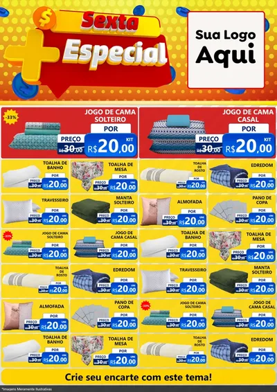 Modelo de Encarte para Encarte A4 Vertical com o tema Sexta Mais Especial para Cama, Mesa e Banho