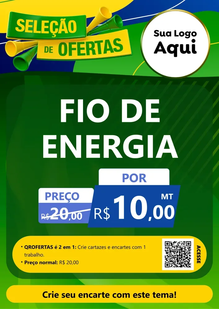 Modelo de Cartaz para Cartaz A4 Vertical com o tema Seleção de Ofertas - Copa para Materiais Elétricos