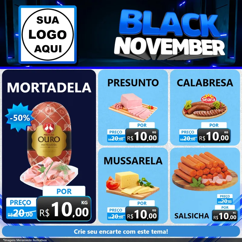 Modelo de Rede Social para Feed Facebook com o tema Black November para Frios e Laticínios