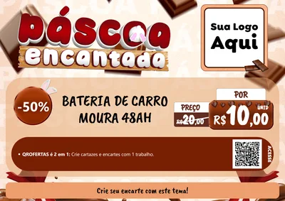 Modelo de Cartaz para Cartaz A4 Horizontal com o tema Páscoa Encantada para Baterias Elétricas
