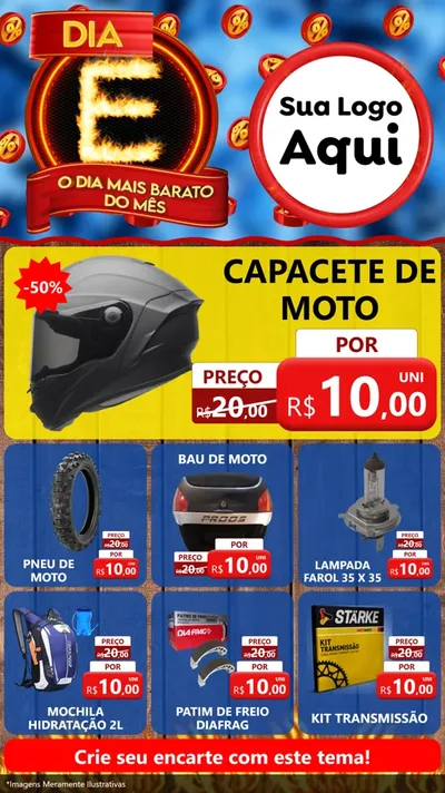 Modelo de Rede Social para Stories com o tema Dia E - O Dia Mais Barato Do Mês para Moto peças