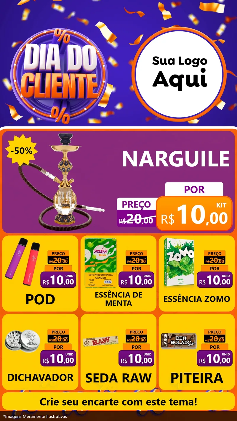 Modelo de Rede Social para Stories com o tema Dia do Cliente para Tabacaria