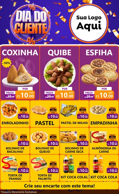 Modelo de Encarte para Encarte Grande com o tema Dia do Cliente para Salgadaria