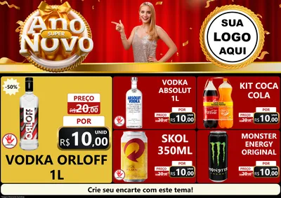 Modelo de Encarte para Encarte A4 Horizontal com o tema Super Ano Novo para Distribuidora de bebidas