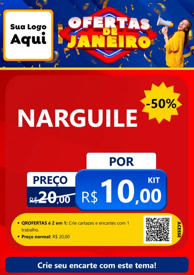 Modelo de Cartaz para Cartaz A4 Vertical com o tema Ofertas de Janeiro para Tabacaria
