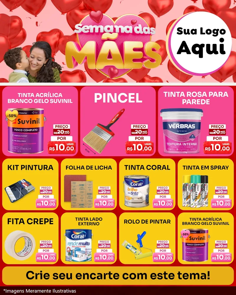 Modelo de Rede Social para Feed Instagram com o tema Semana Das Mães para Tintas e Ferramentas