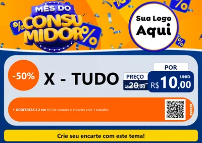 Modelo de Cartaz para Cartaz A4 Horizontal com o tema Mês do Consumidor para Hamburgueria