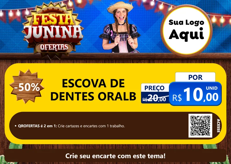 Modelo de Cartaz para Cartaz A4 Horizontal com o tema Festa Junina Ofertas para Higiene Pessoal