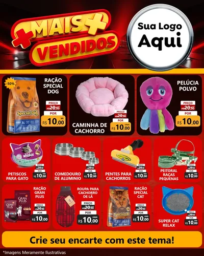Modelo de Rede Social para Feed Instagram com o tema Mais Vendidos para Pet Shop