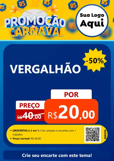 Modelo de Cartaz para Cartaz A4 Vertical com o tema Promoção de Carnaval para Ferragens
