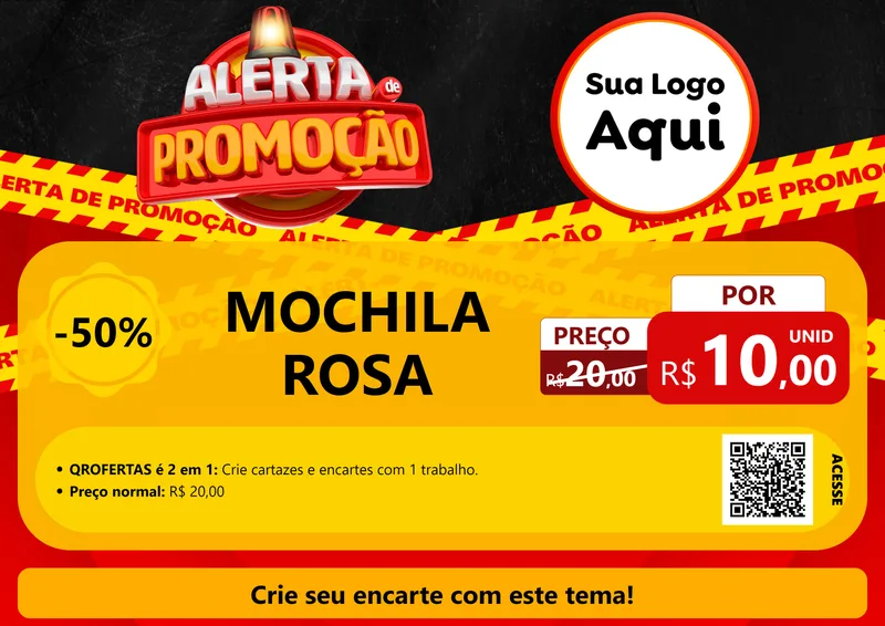 Modelo de Cartaz para Cartaz A4 Horizontal com o tema Alerta de Promoção para Papelaria