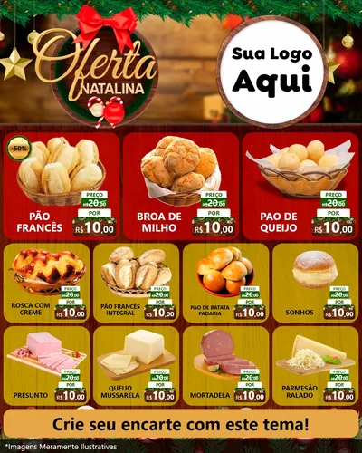 Modelo de Rede Social para Feed Instagram com o tema Ofertas Natalina para Padaria