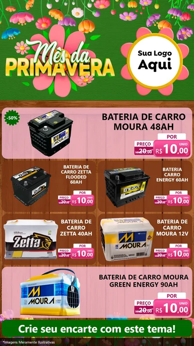 Modelo de TV para TV Vertical com o tema Mês da Primavera para Baterias Elétricas