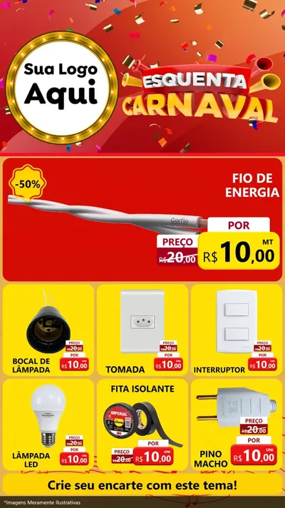Modelo de Rede Social para Stories com o tema Esquenta Carnaval para Materiais Elétricos