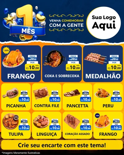 Modelo de Rede Social para Feed Instagram com o tema Um Mês de Aniversário para Assados