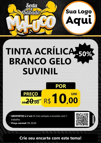 Modelo de Cartaz para Cartaz A4 Vertical com o tema Sexta e Sábado Maluco para Tintas e Ferramentas
