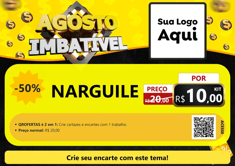 Modelo de Cartaz para Cartaz A4 Horizontal com o tema Agosto Imbatível para Tabacaria