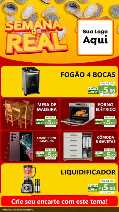 Modelo de TV para TV Vertical com o tema Semana do Real para Móveis e Eletro