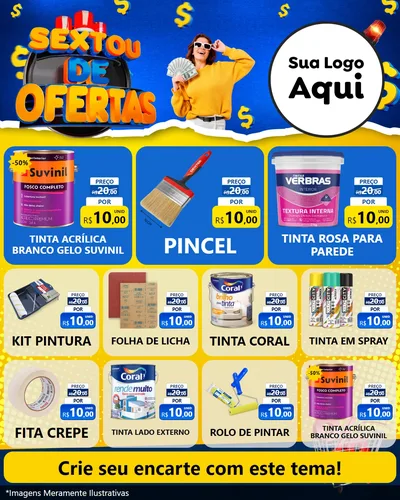 Modelo de Rede Social para Feed Instagram com o tema Sextou de Ofertas para Tintas e Ferramentas